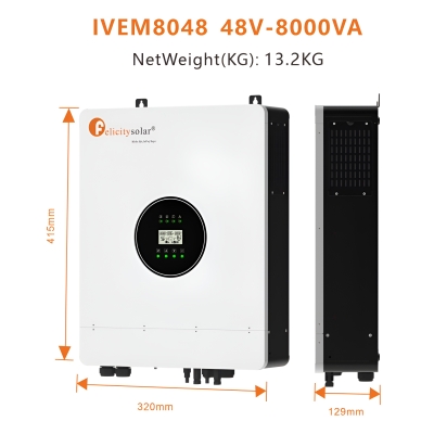 Onduleur Felicity Solar Hybrid 8kW contr&ocirc;leur de charge monophas&eacute; hors r&eacute;seau onduleur parall&egrave;le WiFi