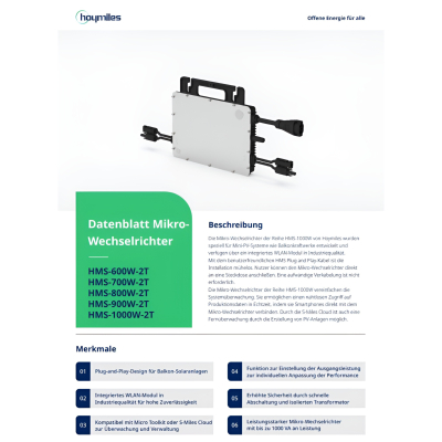 Hoymiles 800W Balkonkraftwerk Modulwechselrichter Microinverter 2 MPP Tracker